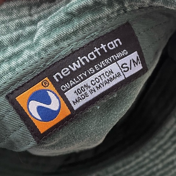 Newhattan Bucket Hat Distressed Faded Green Summer Cotton S/M - Picture 2 of 5